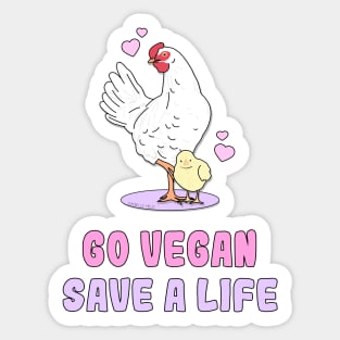 Go vegan, save a life Sticker